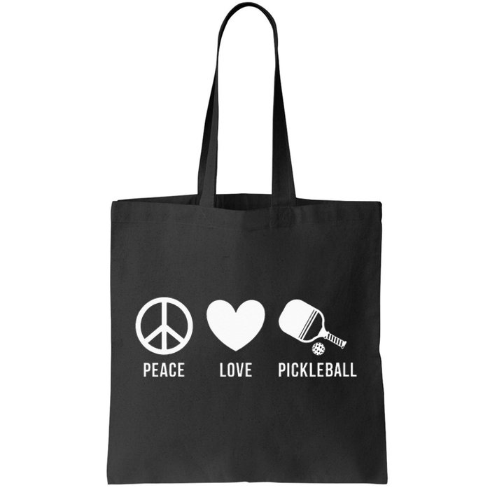 Peace Love Pickleball funny Pickleball Coach and Player Tote Bag