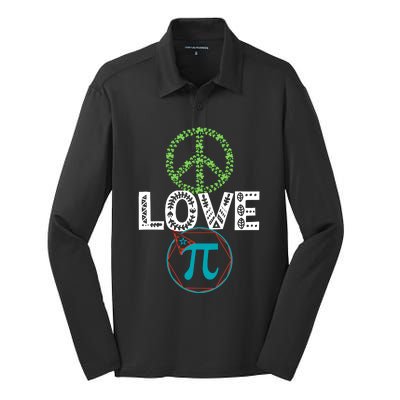 Peace Love Pi Day Outfit Shamrock Lucky And Gift Silk Touch Performance Long Sleeve Polo