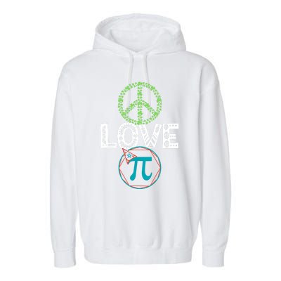 Peace Love Pi Day Outfit Shamrock Lucky And Gift Garment-Dyed Fleece Hoodie