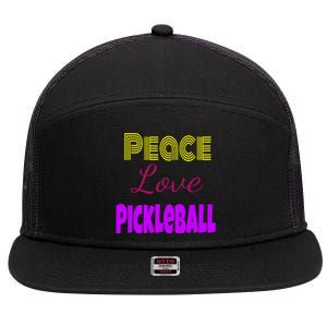 Peace Love Pickleball 7 Panel Mesh Trucker Snapback Hat