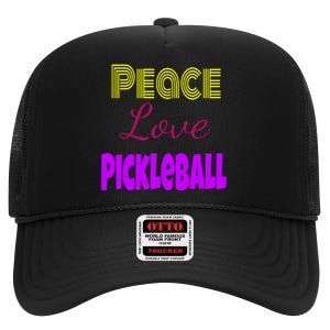 Peace Love Pickleball High Crown Mesh Back Trucker Hat