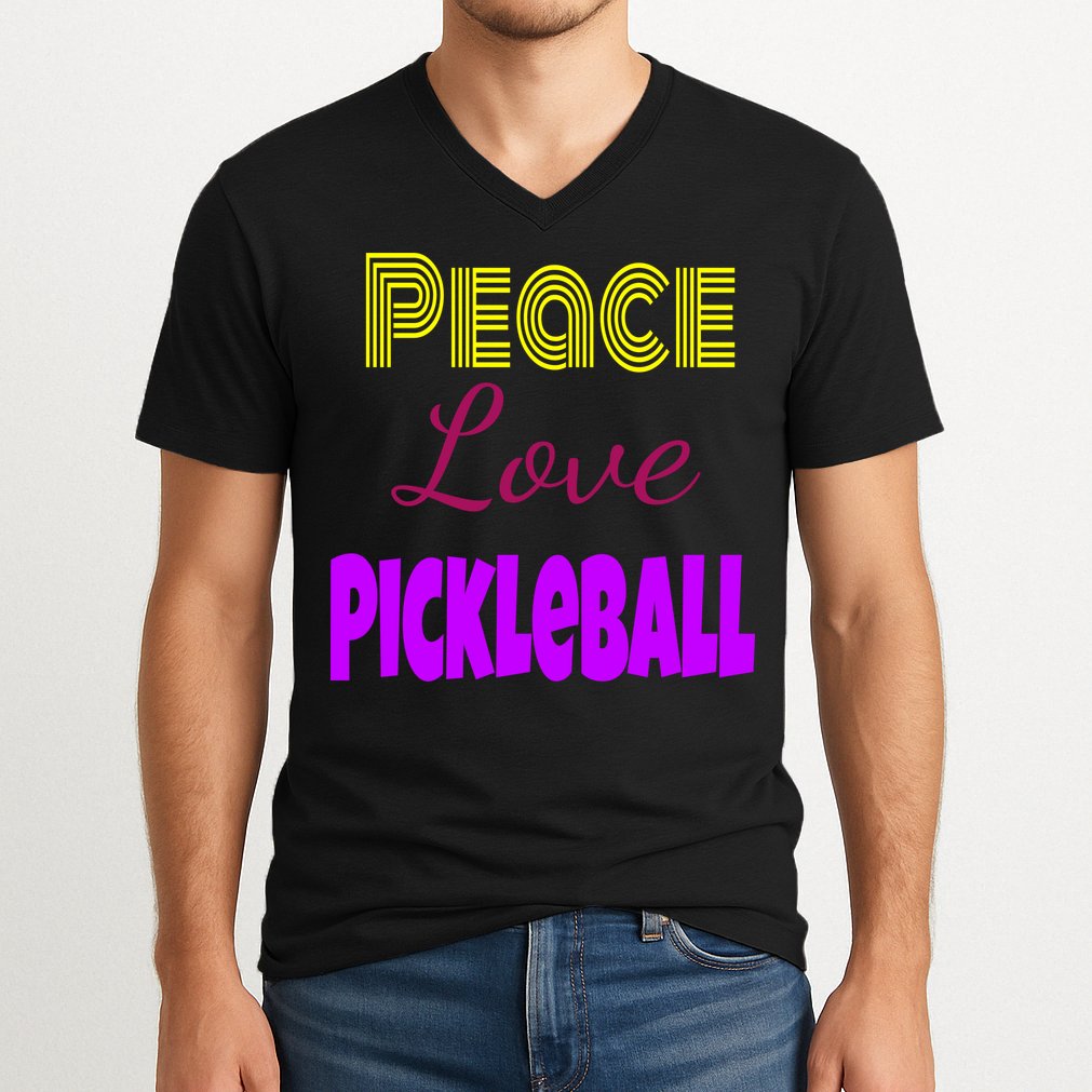 Peace Love Pickleball V-Neck T-Shirt