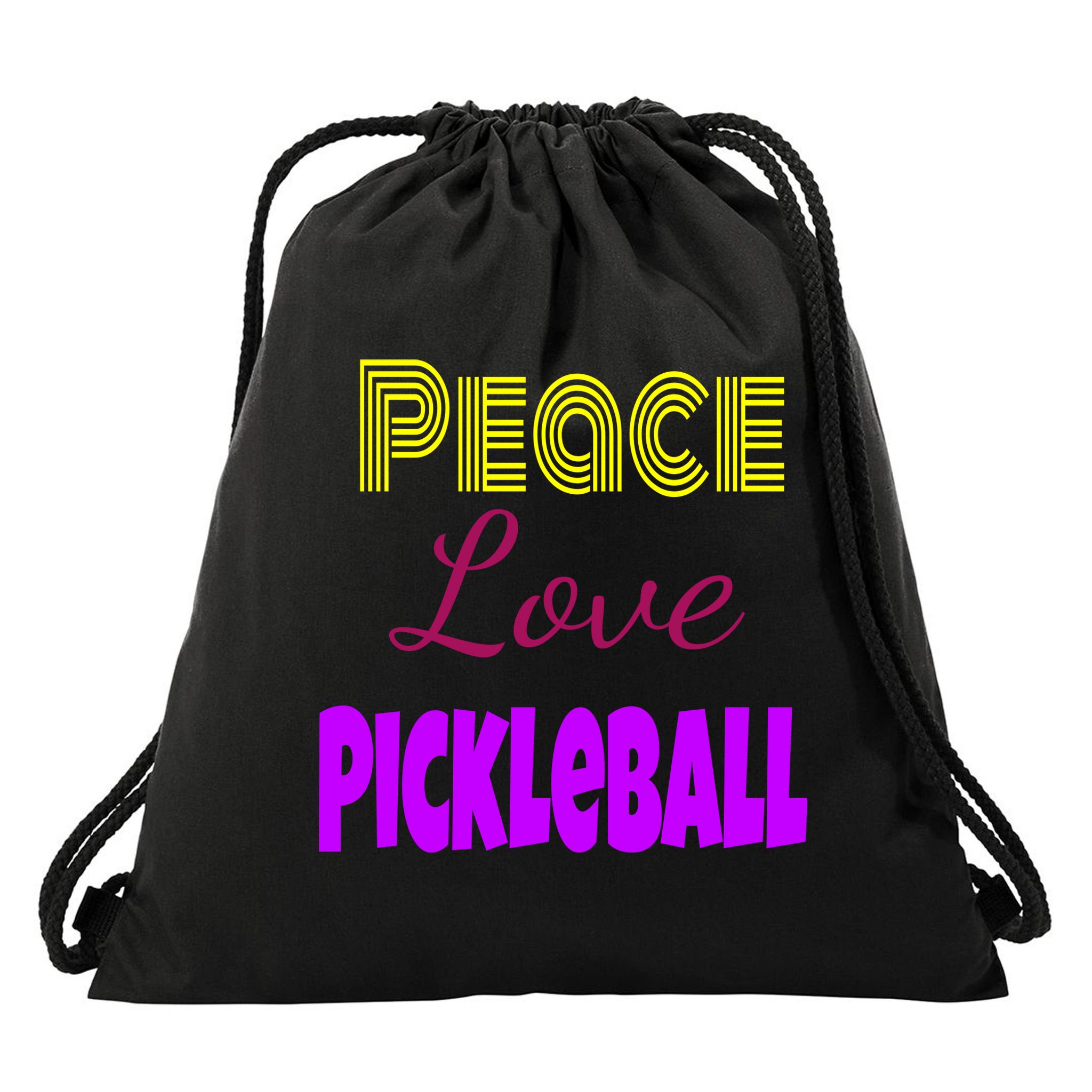 Peace Love Pickleball Drawstring Bag