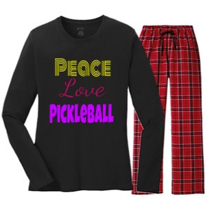 Peace Love Pickleball Women's Long Sleeve Flannel Pajama Set 