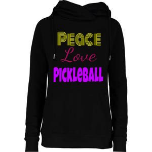 Peace Love Pickleball Womens Funnel Neck Pullover Hood