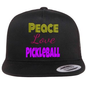 Peace Love Pickleball Flat Bill Trucker Hat