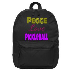 Peace Love Pickleball 16 in Basic Backpack