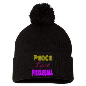 Peace Love Pickleball Pom Pom 12in Knit Beanie