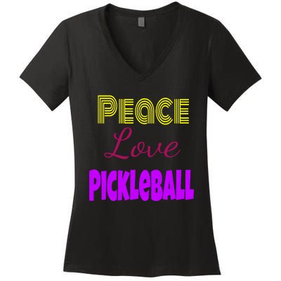 Peace Love Pickleball Women's V-Neck T-Shirt