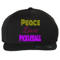 Peace Love Pickleball Wool Snapback Cap