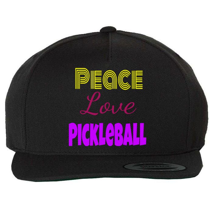 Peace Love Pickleball Wool Snapback Cap