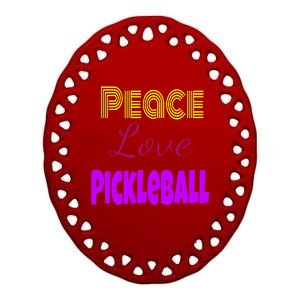 Peace Love Pickleball Ceramic Oval Ornament