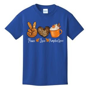 Peace Love Pumpkin Spice Funny Thanksgiving Turkey Family Meaningful Gift Kids T-Shirt