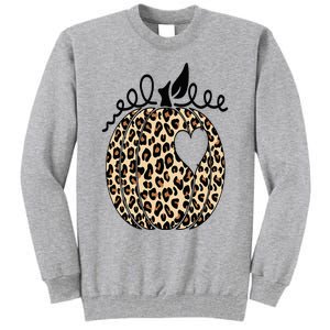 Pumpkin Leopard Print  Cute Thanksgiving Halloween Fall  Tall Sweatshirt