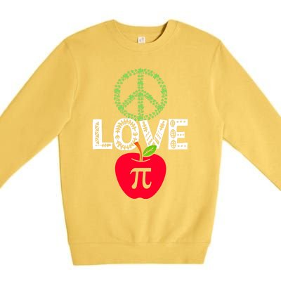 Peace Love Pi Day Outfit Shamrock Lucky Teachers And Students Funny Gift Premium Crewneck Sweatshirt