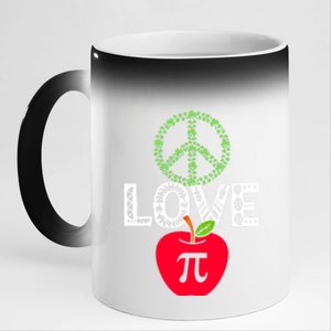 Peace Love Pi Day Outfit Shamrock Lucky Teachers And Students Funny Gift 11oz Black Color Changing Mug