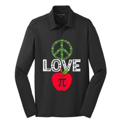 Peace Love Pi Day Outfit Shamrock Lucky Teachers And Students Funny Gift Silk Touch Performance Long Sleeve Polo