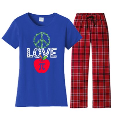 Peace Love Pi Day Outfit Shamrock Lucky Teachers And Students Funny Gift Women's Flannel Pajama Set