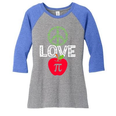 Peace Love Pi Day Outfit Shamrock Lucky Teachers And Students Funny Gift Women's Tri-Blend 3/4-Sleeve Raglan Shirt