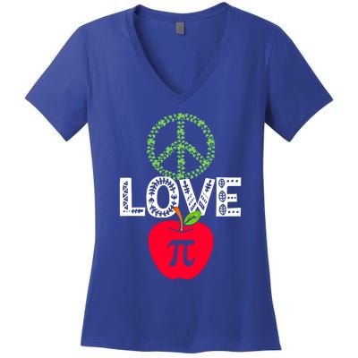 Peace Love Pi Day Outfit Shamrock Lucky Teachers And Students Funny Gift Women's V-Neck T-Shirt