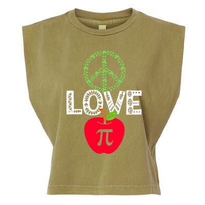 Peace Love Pi Day Outfit Shamrock Lucky Teachers And Students Funny Gift Garment-Dyed Women's Muscle Tee