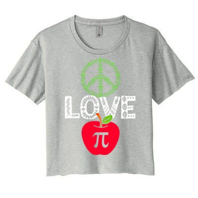 Peace Love Pi Day Outfit Shamrock Lucky Teachers And Students Funny Gift Women's Crop Top Tee