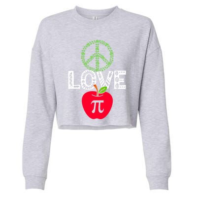 Peace Love Pi Day Outfit Shamrock Lucky Teachers And Students Funny Gift Cropped Pullover Crew