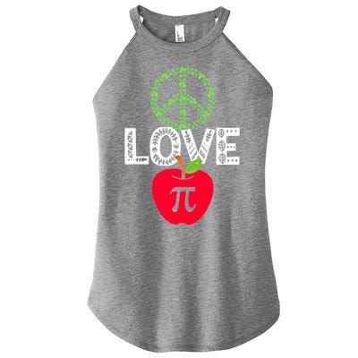 Peace Love Pi Day Outfit Shamrock Lucky Teachers And Students Funny Gift Women's Perfect Tri Rocker Tank