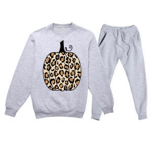 Pumpkin Leopard Print  Premium Crewneck Sweatsuit Set