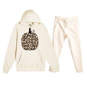 Pumpkin Leopard Print  Premium Hooded Sweatsuit Set