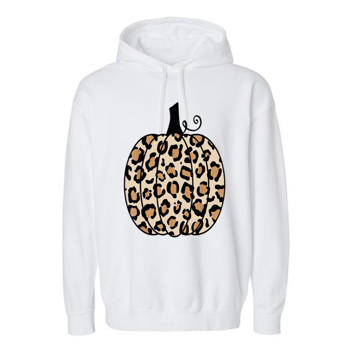 Pumpkin Leopard Print  Garment-Dyed Fleece Hoodie