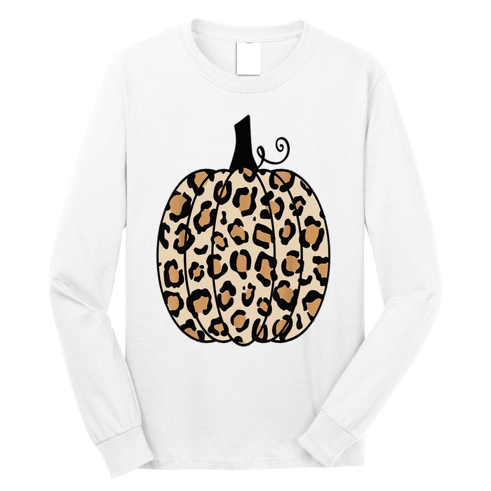 Pumpkin Leopard Print  Long Sleeve Shirt