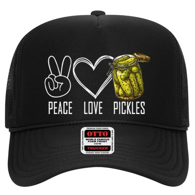 Peace Love Pickles Retro Jar Of Sliced Pickles Funny Food Trucker Hat