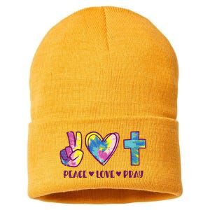 Peace Love Pray God Jesus Christian Hippie Men Women Kids Sustainable Knit Beanie