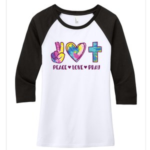 Peace Love Pray God Jesus Christian Hippie Men Women Kids Women's Tri-Blend 3/4-Sleeve Raglan Shirt