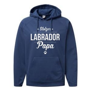 Proud Labrador Papa With Paw Retriever Performance Fleece Hoodie