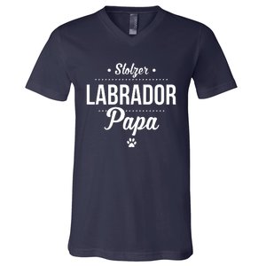 Proud Labrador Papa With Paw Retriever V-Neck T-Shirt