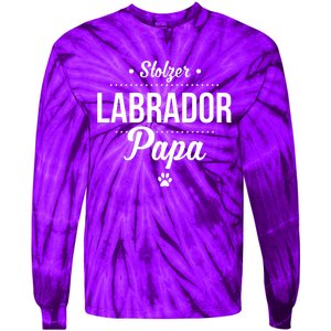 Proud Labrador Papa With Paw Retriever Tie-Dye Long Sleeve Shirt