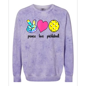 Peace Love Pickleball Retired Ladies Funny Pickleball Gift Colorblast Crewneck Sweatshirt