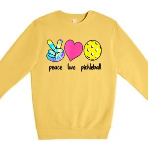 Peace Love Pickleball Retired Ladies Funny Pickleball Gift Premium Crewneck Sweatshirt