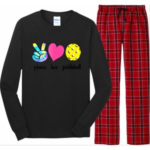 Peace Love Pickleball Retired Ladies Funny Pickleball Gift Long Sleeve Pajama Set