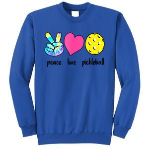 Peace Love Pickleball Retired Ladies Funny Pickleball Gift Sweatshirt