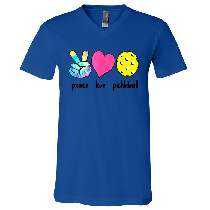 Peace Love Pickleball Retired Ladies Funny Pickleball Gift V-Neck T-Shirt