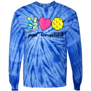 Peace Love Pickleball Retired Ladies Funny Pickleball Gift Tie-Dye Long Sleeve Shirt