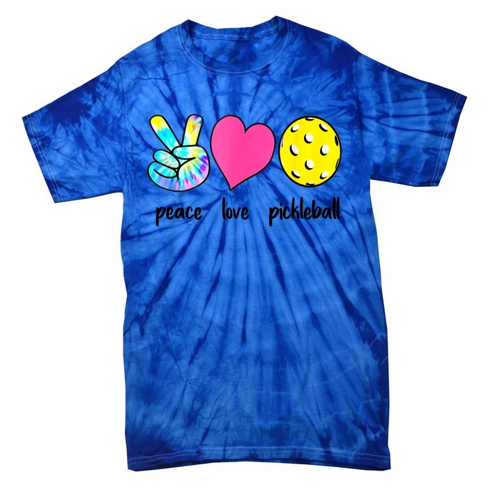 Peace Love Pickleball Retired Ladies Funny Pickleball Gift Tie-Dye T-Shirt