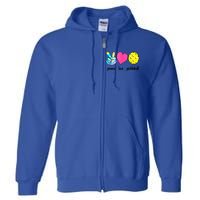 Peace Love Pickleball Retired Ladies Funny Pickleball Gift Full Zip Hoodie