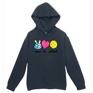 Peace Love Pickleball Retired Ladies Funny Pickleball Gift Urban Pullover Hoodie