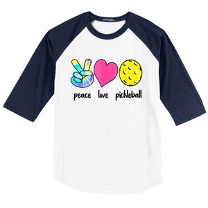 Peace Love Pickleball Retired Ladies Funny Pickleball Gift Baseball Sleeve Shirt