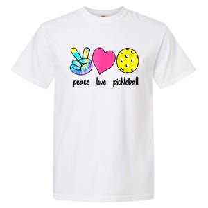 Peace Love Pickleball Retired Ladies Funny Pickleball Gift Garment-Dyed Heavyweight T-Shirt