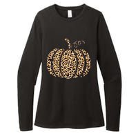 Pumpkin Leopard Print Cheetah Fall Graphic Thanksgiving Womens CVC Long Sleeve Shirt